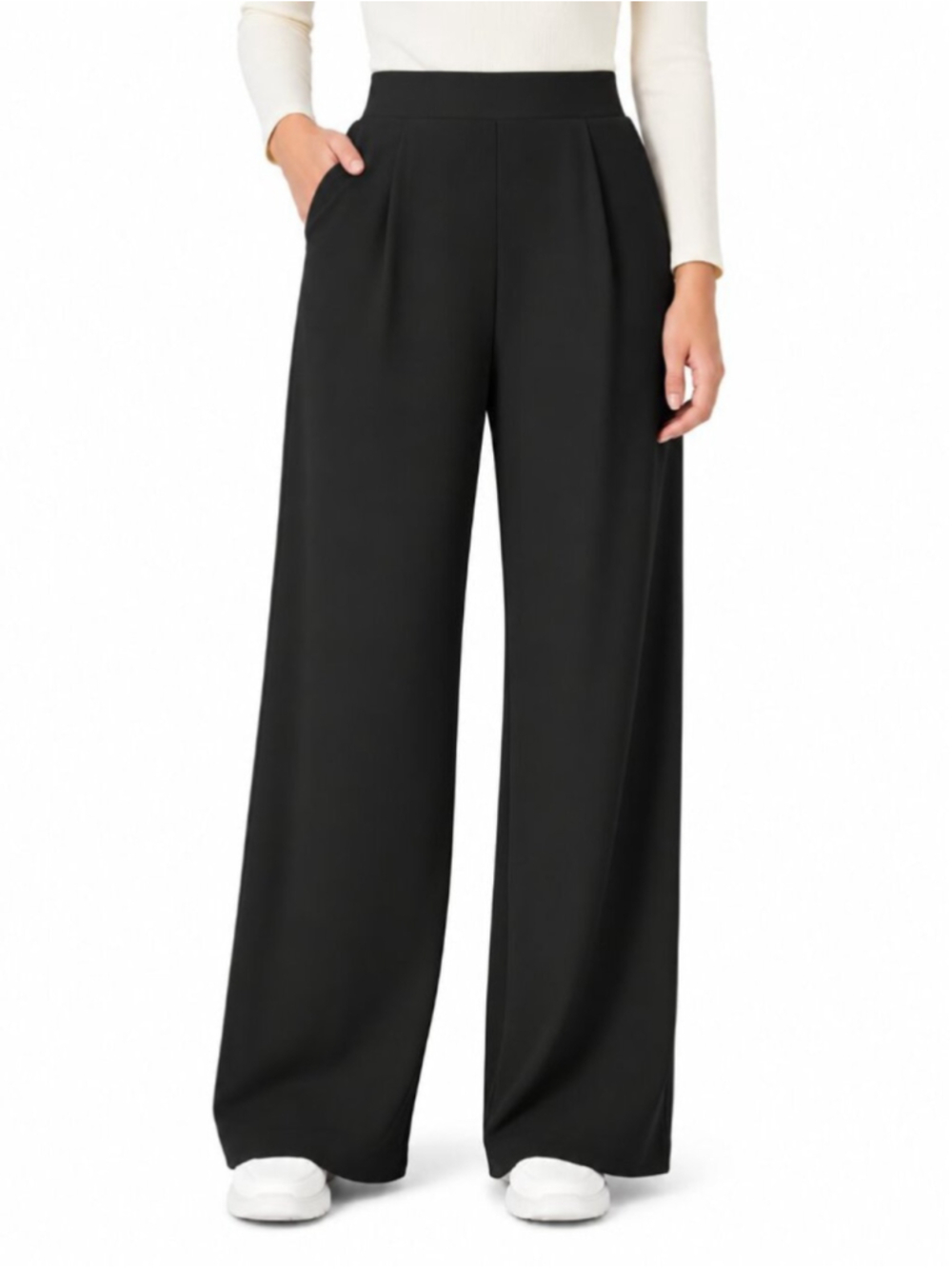 HALARA Flex High-Waisted Body Sculpt Waist Slimming Wide Leg 28.5" Pants Blk XL